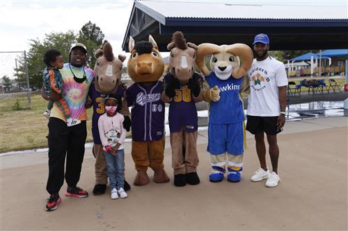 Jones brothers shoe giveaway at Hawkins Elementary 